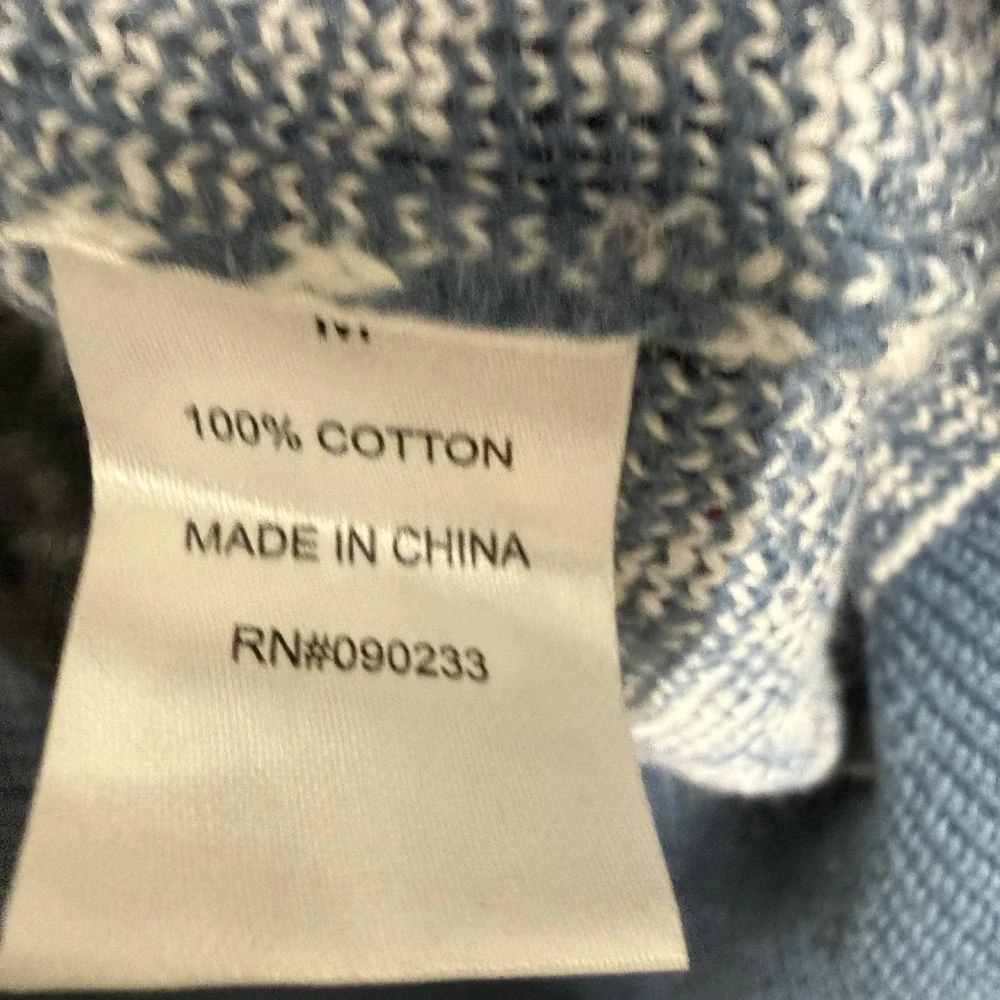 On The Byas Sweater Mens Medium Blue‎ Fair Isle Knit Cotton Crewneck Pullover